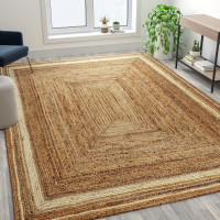 Flash Furniture RC-JR-2045-12-810-GG Natural Fiber Jute Area Rug 8' x 10' - Braided Indoor Jute Rug - Natural Area Rugs